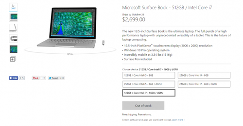Surface Book美國(guó)銷(xiāo)售火爆，頂配版已售罄 