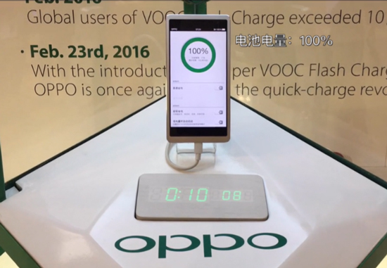 15分鐘充滿手機(jī) OPPO超級閃充空降MWC
