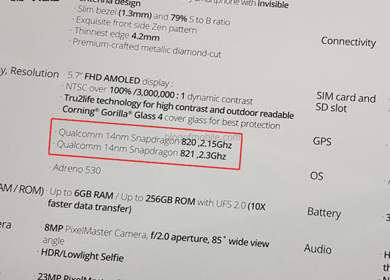 華碩搶首發(fā)？ZenFone 3 Deluxe驚現(xiàn)驍龍821版