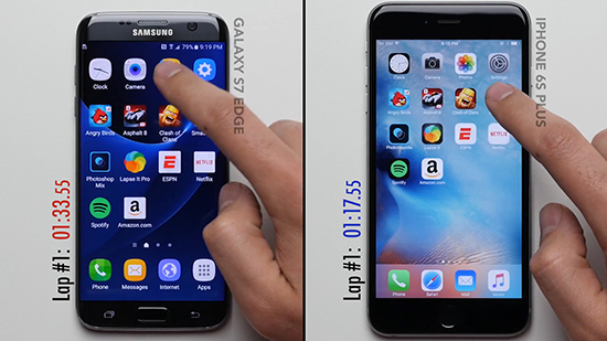 視頻：測速相差40秒？iPhone 6s Plus對(duì)比三星S7 edge