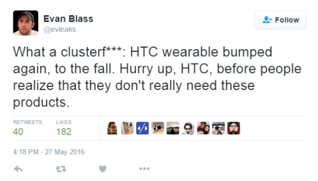再次跳票！HTC首款智能手表或在秋季發(fā)布