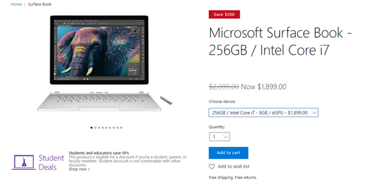 直降200美元！2015款Surface Book i7全系大降價
