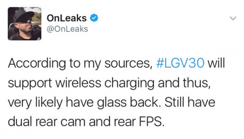 LG真旗艦LG V30將支持無線充電 并采用玻璃后蓋設(shè)計