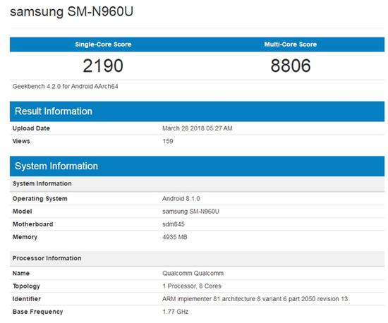 三星Note9跑分曝光：能否與iPhone X Plus一戰(zhàn)？