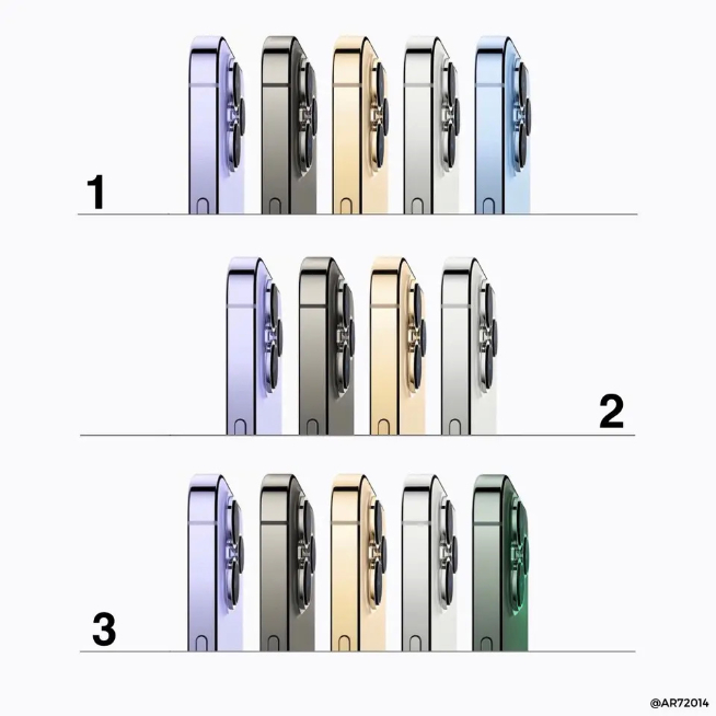 蘋果iPhone 14系列新曝光：紫色替代遠(yuǎn)峰藍(lán)！Pro版區(qū)別更明顯